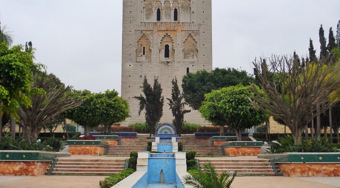 The Hassan Tower Gardens in Rabat, Morocco
